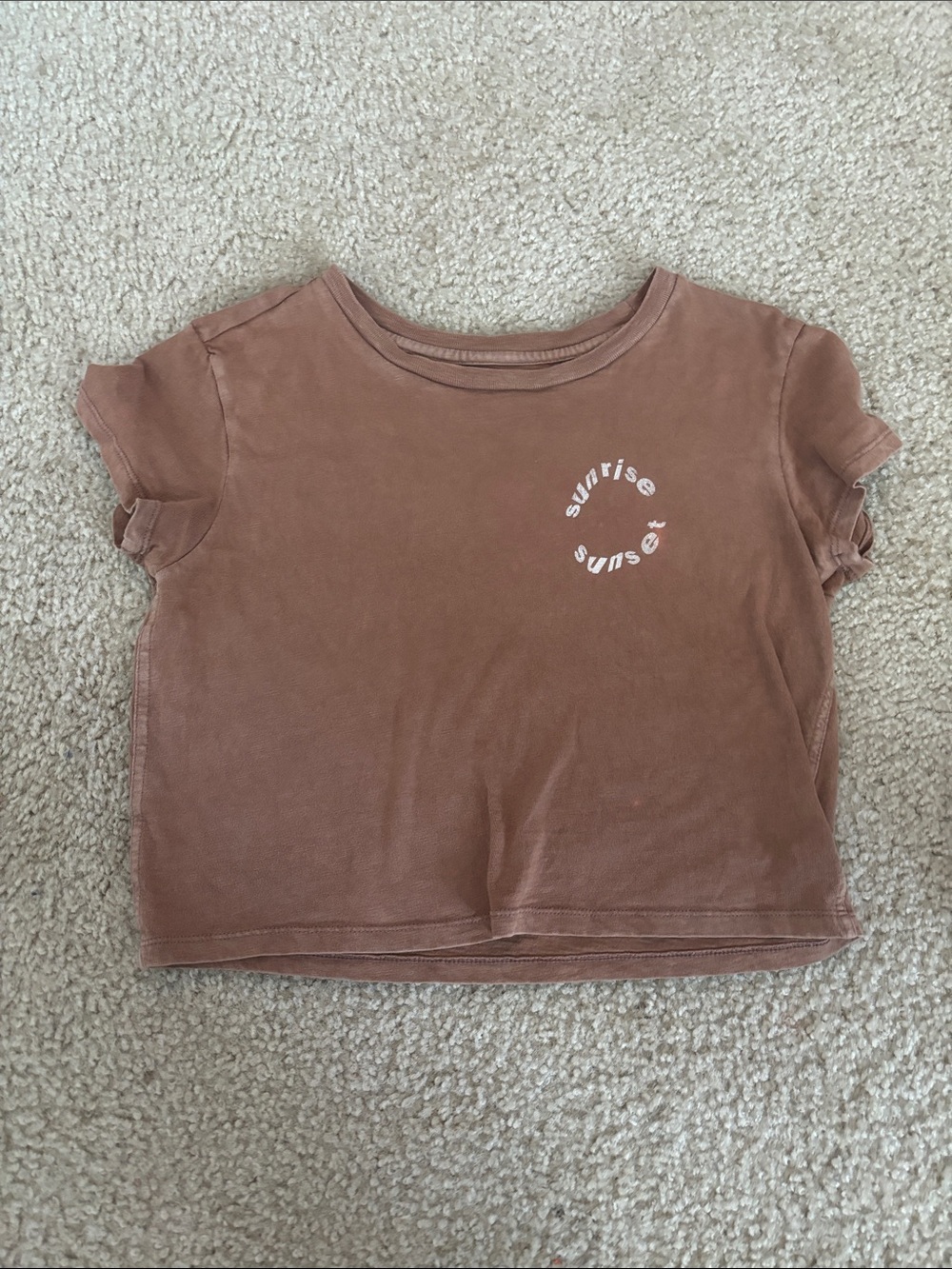 aerie Girls' Sunrise Graphic Crop Tee - Tan